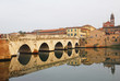 Italy, Rimini old roman bridge. Tiberio bridge.
