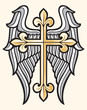 vector illustration of christian cross and wings