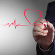 businessman drawing heart breath line, Medical concept