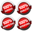 4 Buttons 100% Service/Qualität/Kompetenz/Beratung