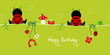 2 Sitting Ladybugs & Symbols "Happy Birthday"