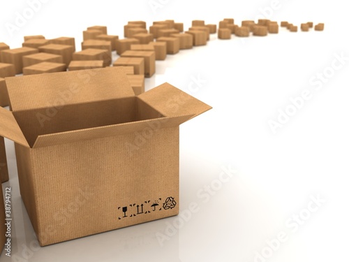 Illustration: Cardboard boxes on white background Cardboard boxes on white background