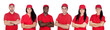 Team of workers with red uniform