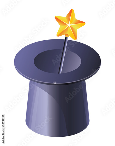 Vector: magic wand and hat magic wand and hat