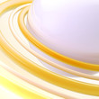 Glossy sphere with orbits as a background