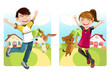 Kids with dog
