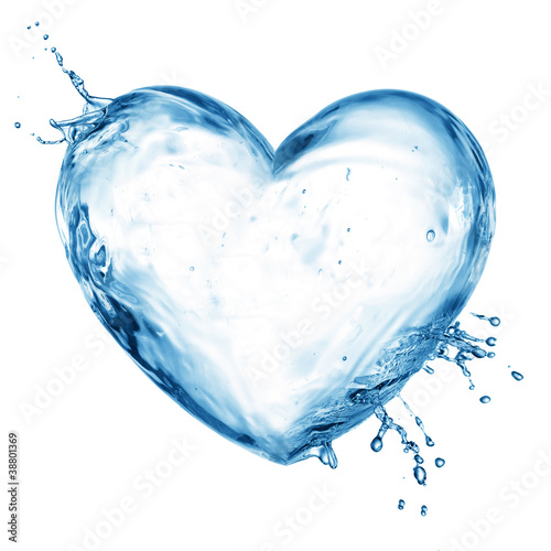 Photo: Heart from water splash with bubbles Heart from water splash with bubbles