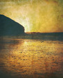 retro beach sunset