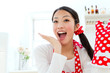 Beautiful apron woman in the kitchen