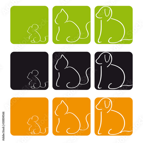 Vektor: Hund Katze Maus Quadrat Hund Katze Maus Quadrat