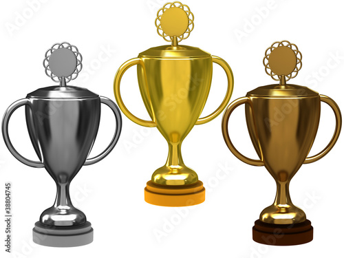 Illustration: Trophy cups on a white background Trophy cups on a white background