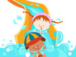 Kids On Water Slide