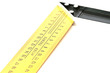 Yellow steel angle tool on white background