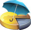 Statistiques en or sous un parapluie bleu (détouré) Statistiques en or sous un parapluie bleu (détouré)