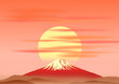 Fuji Mt. with sunrise