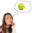 Girl dreaming about healthy food