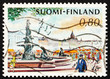 Postage stamp Finland 1976 Market Place and Mermaid Fountain, He Postage stamp Finland 1976 Market Place and Mermaid Fountain, He