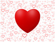 Love background with hearts isolated on white
