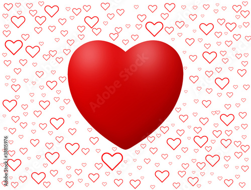 Photo: Love background with hearts isolated on white Love background with hearts isolated on white