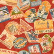 Vintage luggage labels seamless pattern