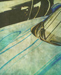 retro blue car