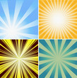 sunburst retro background set