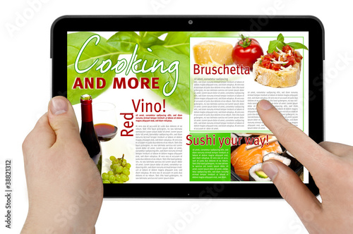 Photo: Tablet mit Kochbuch Tablet mit Kochbuch