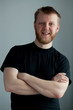 Cheerful red-bearded smiling guy
