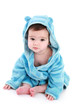 Adorable baby in dressing gown
