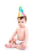 Cute baby wearing party hat