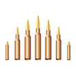 Different caliber bullets isolated over white background