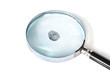 Magnifying glass and fingerprint isolated on white
