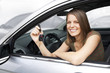 Happy Woman Renting or Buying a Car