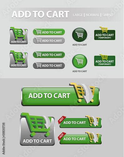 Vector: add to cart button, shopping icons and buttons add to cart button, shopping icons and buttons