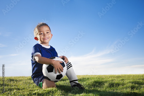 Photo: Young hispanic soccer player smiling Young hispanic soccer player smiling
