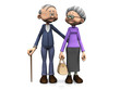 Elderly cartoon couple.