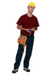 A very annoyed tradesman holding a chalk line