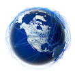 Major global aviation routes on the globe