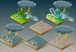 isometric natural disaster flood mudded terrain