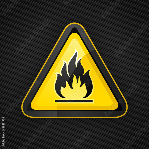 Vector: Hazard warning triangle highly flammable warning sign Hazard warning triangle highly flammable warning sign