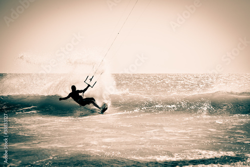 Photo: Kitesurfing in Andalusia, Spain. Kitesurfing in Andalusia, Spain.