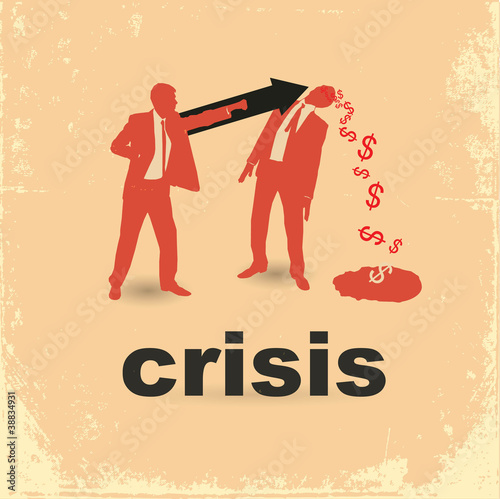Vektor: The concept of the financial crisis. Duel of two businessmen. The concept of the financial crisis. Duel of two businessmen.