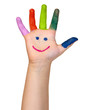 bunt bemalte Kinderhand bunt bemalte Kinderhand