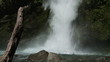 Waterfall in the woods. Slow motion. Sequence