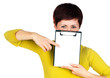 girl with tablet for your text