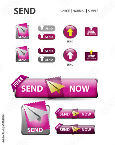 Vektor: send now button, mail message icons and buttons send now button, mail message icons and buttons