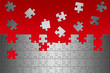 Puzzle Aluminium gebürstet fehlende Teile rot