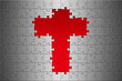 Puzzle Aluminium gebürstet Kreuz Hintergrund rot