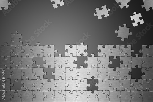 Illustration: Puzzle Aluminium gebürstet fehlende Teile grau Puzzle Aluminium gebürstet fehlende Teile grau