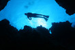 Silhouette of Scuba Diver  Over a Coral Reef - Cozumel Mexico